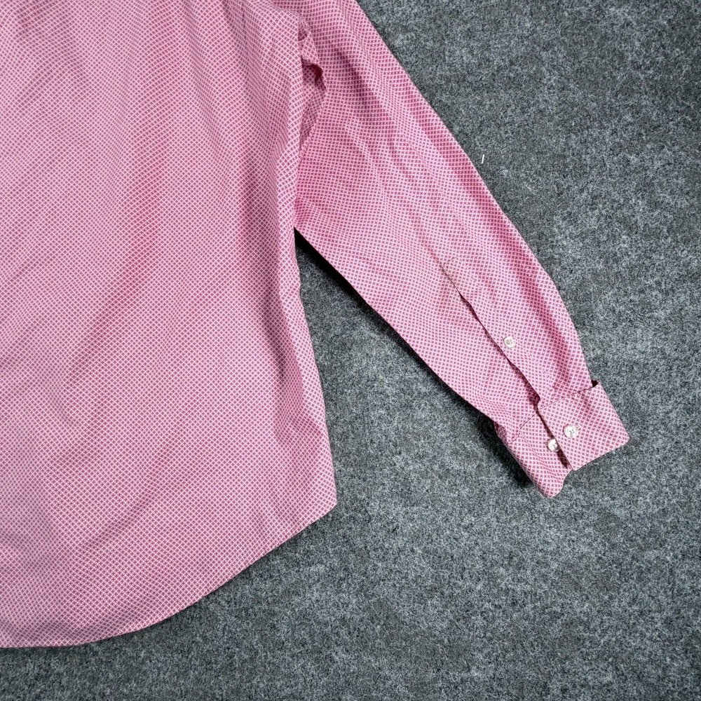 Calvin Klein Steel+ Dress Shirt Mens L PinK Geometric Stretch Non Iron Slim Fit - Picture 7 of 16